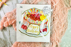  : Watercolour cake birthday fold card with envelope