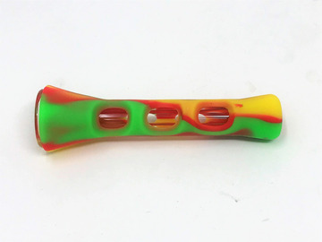 Post Now: Thick Silicone & Glass Tube Chillum One Hitter 3.25" Hand Pipe