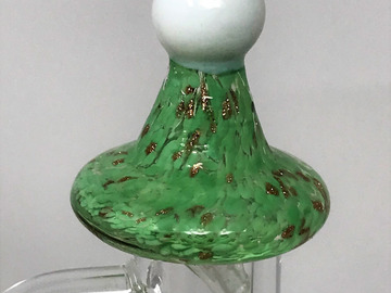 Post Now: Handmade Thick Glass Carb Cap - Green on White with Speckled Acce