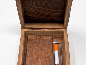 Post Now: Great Gift! Handmade Wood Stash Box w/Swivel Top Wooden Dugout, O