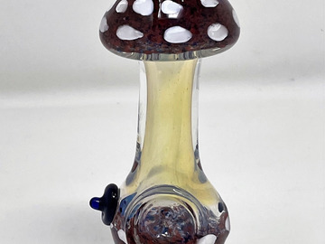  : Collectible 4.5" Fumed Glass Handmade Mushroom Hand Pipe - Burgun
