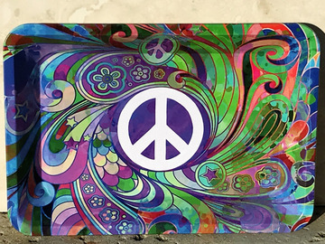 Post Now: 7"x 5" Peace Out! Portable Metal Rolling Tray for Portable & On-t