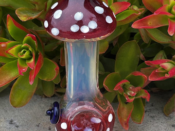 : Collectible 4.5" Fumed Glass Handmade Mushroom Hand Pipe - Candy 