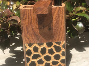 Post Now: 4" Natural Wood Stash Box in Leopard Design w/Black Metal Push Do
