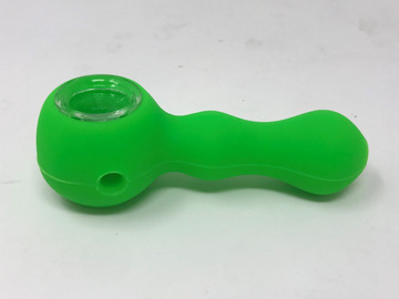 Post Now: Thick Silicone 4" Spoon Hand Pipe with Glass Bowl Compartment in 