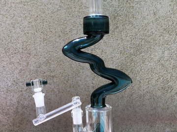  : 15" Double Zong Thick Glass Water Rig Glass Connector 18mm to 14m