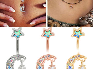 Buy Now: 30Pcs Personalized Moon Star Navel Ring Stainless Steel