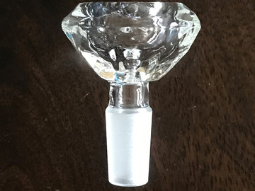 Post Now: 14mm Male Large Glass Diamond Bowl - All Clear