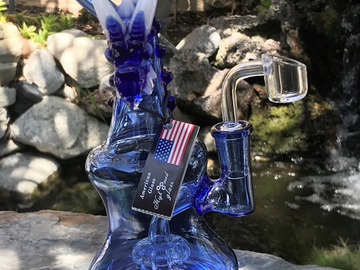  : 7" Collectible American Glass Dab Rig w/Shower Perc & Quartz Bang