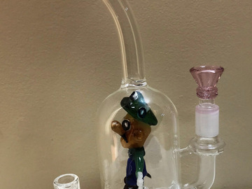  : Collectible Thick Glass Shower Perc 9" Rig w/Glass Luigi Characte