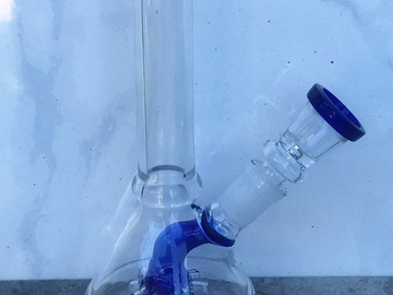 Post Now: 6” Straight Neck Glass Beaker Base Bong w/14mm Male Bowl Slide - 