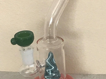 Post Now: Thick Glass 6" Water Rig Colored Shower Perc. 14mm Male Glass Bow