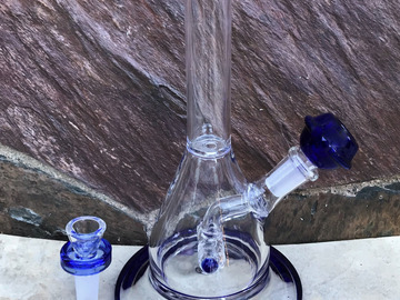 Post Now: 8.5" Beaker Thick Glass Rig Shower Perc 2 - 14mm Male Bowls
