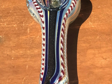 Post Now: Thick Fumed Glass with Dicro Stripe Best Spoon Hand Pipe Zipper P