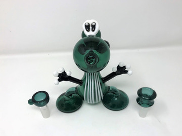  : Collectible Handmade Thick Green Glass 6" Rig Yoshi Character 14m