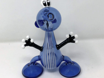Post Now: Collectible Handmade Thick Blue Glass 6" Rig Yoshi Character 14mm