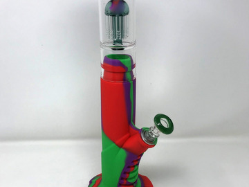 Post Now: 15" Silicone Detachable Bong with Glass 8 Arm & Tree Perc - Green