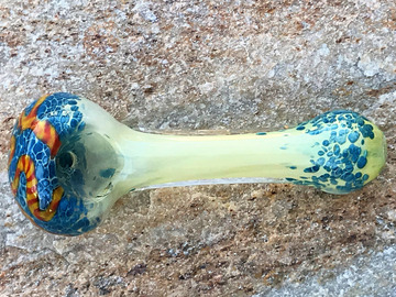 Post Now: New! 4" Fumed Handmade Glass Spoon Hand Pipe in White & Blue acce