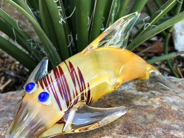 Post Now: Collectible 6" Fumed Glass Yellow Dolphin Hand Pipe