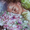 Sell Artworks: " SPRING TIME "- 70x50 GIRL FLOWER liGHt ORIGINAL OIL PAINTING, G