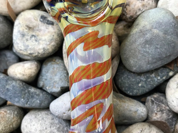  : Thick Fumed Glass 3.5" Spoon Hand Pipe - Tiger Stripe Swirl