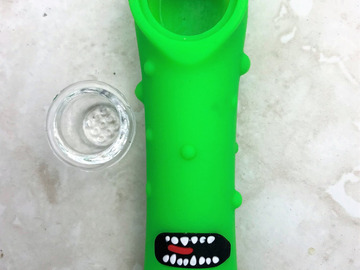 Post Now: 5" Pickled Character Silicone Hand Pipe with Glass Screen Bowl - 
