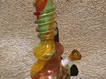 Post Now: 12" Best Thick Soft Glass Bong w/2 - 14mm Herb Slide Glass Bowl -