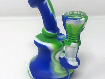 Post Now: Mini 5" Detachable Silicone Unbreakable Rig Silicone Bowl w/Glass