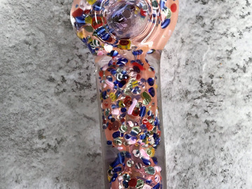 Post Now: 4.5" Thick Glass Implosion, Spoon Hand Pipe - Confetti Splatter