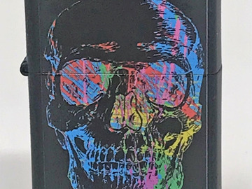 Post Now: Zippo Lighter - Black Matte Skull Design