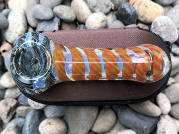 Post Now: Spoon Hand Pipe 3.5" Fumed Glass Zipper Padded Hard Case