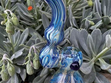 Post Now: 8" Thick Fumed Glass Handcrafted Bubbler - Collectible Design