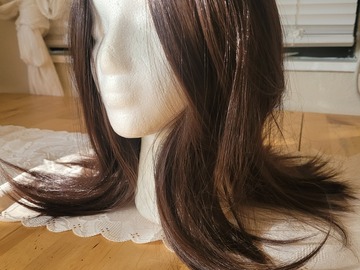 Selling with online payment: Medium Length Brown Wig with Small Skin Cap