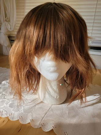 Short Brown Textured Wig with Slight Black Ombre