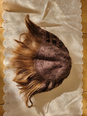 Short Brown Textured Wig with Slight Black Ombre