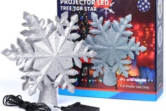 Bulk Lot (Liquidation & Wholesale): Christmas Tree Topper Light-UP LED SILVER SNOWFLAKE Projector 