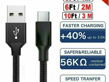 Bulk Lot (Liquidation & Wholesale): 10FT USB C  Type C Rapid & Fast Charger Charging Co