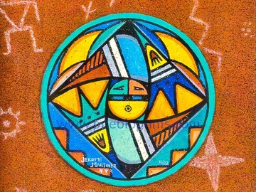 Selling: Sun Symbol w Petroglyphs - 11x14 inches signed & matted