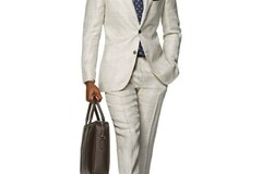 Selling with online payment: Used Suitsupply Havana Light Brown Check Suit - Size 46R