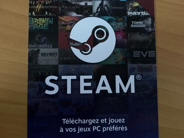 Vente: Carte Cadeau Steam (50€)