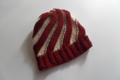 Vente au détail: Bonnet enfant spirale rouge blanc en laine alpaga et mohair