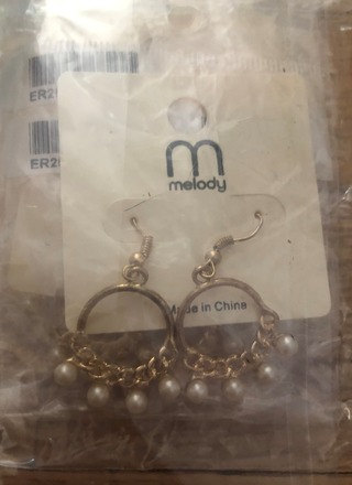 12 pair of Gold, Brass, Silver Tone Metal Dangle Hook Earrings