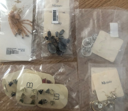 15 Various Rhinestone Gold and Silver Tone Dangle Earrings
