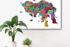  : Coloured Hong Kong Island Typography Map Print on Canvas