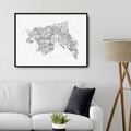  : Framed Black&White Kowloon Typography Map Print on Fine Art Pape