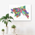  : Coloured Kowloon Typography Map Art Print on Canvas