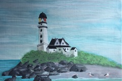 Selling with online payment: Lighthouse with Gull on Sand