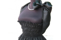 Vente au détail: Ceinture en satin noir - corset sur élastique avec ruban,