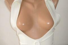 Sale retail: Elégante ceinture corset - gilet blanc avec ruban