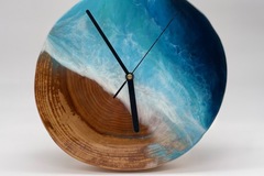  : Fir Wood Cookie x Ocean Style Epoxy Resin Clock
